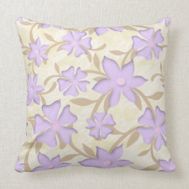 ラベンダーと金ゴールドの花柄 クッション