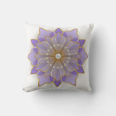 ラベンダーと金ゴールドエレガント花 クッション (正面)