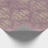 ラベンダーと金ゴールドダマスク ラッピングペーパー (角)