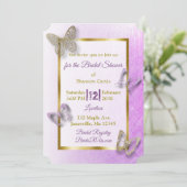 ラベンダーと金ゴールドバタフライブライダル招待状 招待状 (スタンド正面)