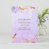 ラベンダーと金ゴールドフローラジオメト結婚リ セーブザデート (スタンド正面)