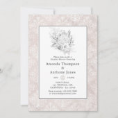 ラベンダーと金ゴールドフローラ幾何学的カップルのシャワー 招待状 (正面)