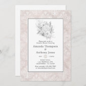 ラベンダーと金ゴールドフローラ幾何学的カップルのシャワー 招待状 (正面/裏面)