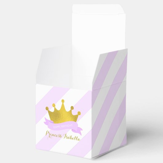 ラベンダーと金ゴールドプリンセス誕生日パーティー フェイバーボックス (オープン)