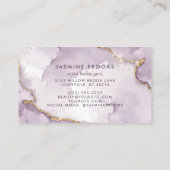 ラベンダーと金ゴールド大理石の水色 名刺 (裏面)