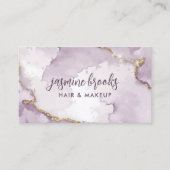 ラベンダーと金ゴールド大理石の水色 名刺 (正面)