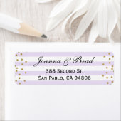 ラベンダーと金ゴールド結婚差出人住所ラベル ラベル (インサイチュ)