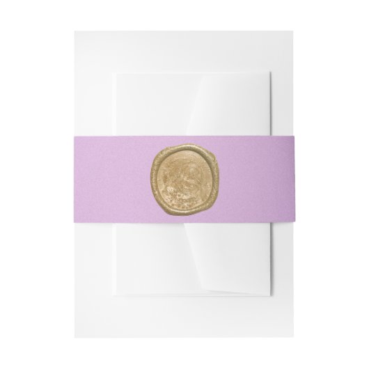 ラベンダーと金ゴールド 招待状ベリーバンド (正面例)