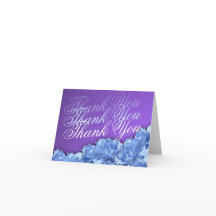 ラベンダーと青いハイドランジアの感謝カード