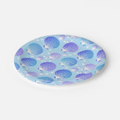 ラベンダーと青い海淡い色の貝 ペーパープレート (アングル)