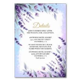 ラベンダーと青のエレガントな花のディテール テーブルナンバー