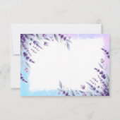 ラベンダーと青のエレガントな花の水彩画 出欠カード (裏面)