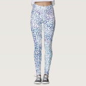 ラベンダーと青の水彩羽のパターン レギンス (正面)