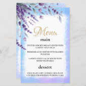 ラベンダーと青エレガントフローラ水色メニュー (正面/裏面)