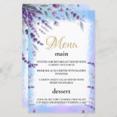 ラベンダーと青エレガントフローラ水色メニュー (正面/裏面)