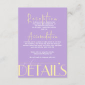 ラベンダーと黄モダンミニマル結婚色の詳細 エンクロージャーカード (正面)