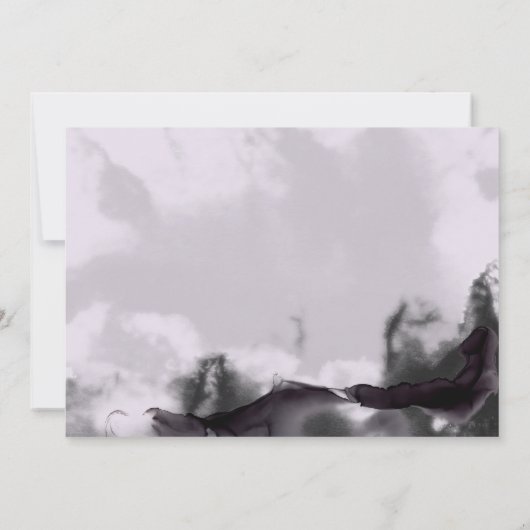 ラベンダーと黒ゴシックのフローラ日付カードを保存 セーブザデート (裏面)