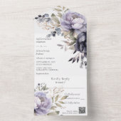 ラベンダーと黒牡丹のQRコード オールインワン招待状 (内側)