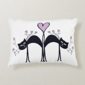 ラベンダーと黒猫アクセント枕 アクセントクッション (正面)