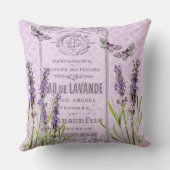 ラベンダーによっては装飾的なフランスのなヴィンテージのコラージュが開花します クッション (裏面)
