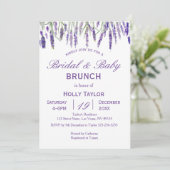 ラベンダーによって結合されるベビーシャワーおよびブライダルシャワー 招待状 (スタンド正面)