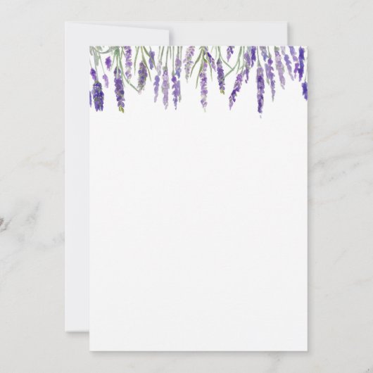 ラベンダーによって結合されるベビーシャワーおよびブライダルシャワー 招待状 (裏面)