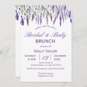 ラベンダーによって結合されるベビーシャワーおよびブライダルシャワー 招待状 (正面/裏面)