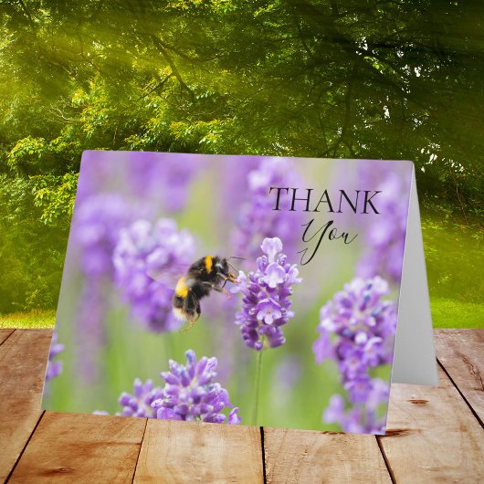 ラベンダーにハチ サンキューカード