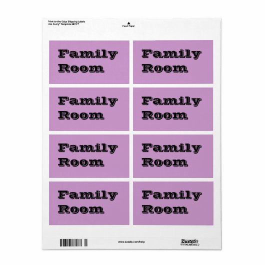 ラベンダーにラベルを移動するファミリールーム淡い色の ラベル (フルシート)