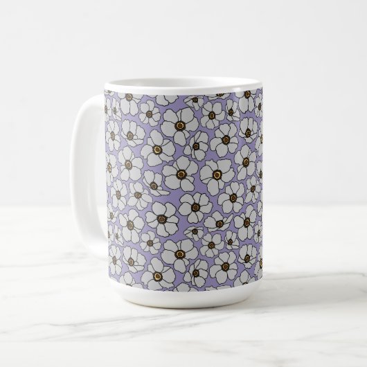 ラベンダーに咲くボホスタイルの野の花  コーヒーマグカップ (正面左)