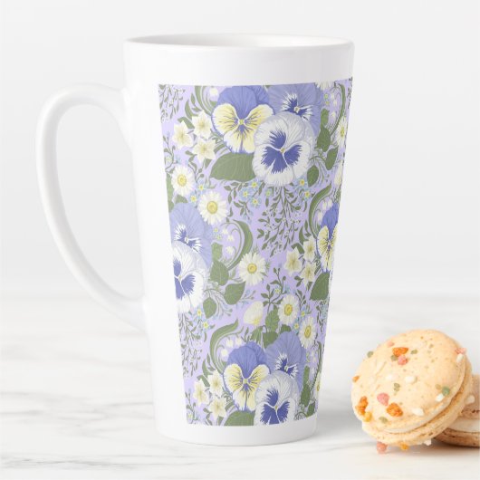 ラベンダーに咲く春の庭の花 カフェラテマグ (インサイチュ)