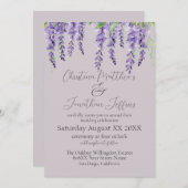 ラベンダーに咲く紫の藤エレガントの花 招待状 (正面/裏面)