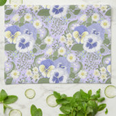 ラベンダーに春の庭の花 キッチンタオル (折り畳み)