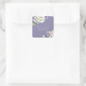 ラベンダーに紫と白の紫陽花の花 スクエアシール (バッグ)