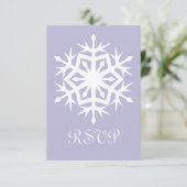 ラベンダーに舞う冬の雪の結晶 返信ハガキ 出欠カード (スタンド正面)