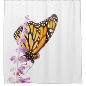 ラベンダーに覆われた（昆虫）オオカバマダラ、モナーク シャワーカーテン (正面)