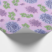 ラベンダーに青と紫の花 ラッピングペーパー (角)
