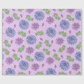 ラベンダーに青と紫の花 ラッピングペーパー (フラット)