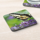 ラベンダーに黄色と黒の蝶 コースター (左側)