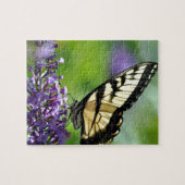 ラベンダーに黄色と黒の蝶 ジグソーパズル (横)