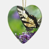 ラベンダーに黄色と黒の蝶 セラミックオーナメント (左)