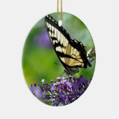 ラベンダーに黄色と黒の蝶 セラミックオーナメント (右)