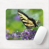 ラベンダーに黄色と黒の蝶 マウスパッド (マウス)