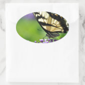 ラベンダーに黄色と黒の蝶 楕円形シール (バッグ)