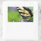 ラベンダーに黄色と黒の蝶 長方形シール (バッグ)