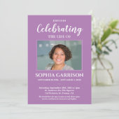 ラベンダーのお祝いと記念撮影 招待状 (スタンド正面)