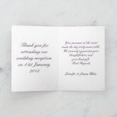 ラベンダーのばら色の結婚式の続きは感謝していしています サンキューカード (内部)