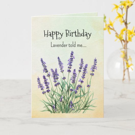 ラベンダーのようなあなたへ 誕生日おめでとうのメッセージ カード (黄色い花)