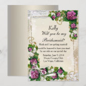 ラベンダーのアジサイとレースのブライズメイドカード 招待状 (正面/裏面)