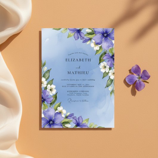 ラベンダーのアーティスティックフラワーズ ウェディング 招待状